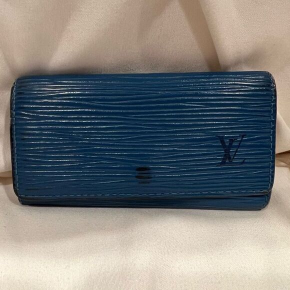Vintage Louis Vuitton Epi Leather Keyring Case Key Holder Blue VGC - Picture 1 of 10